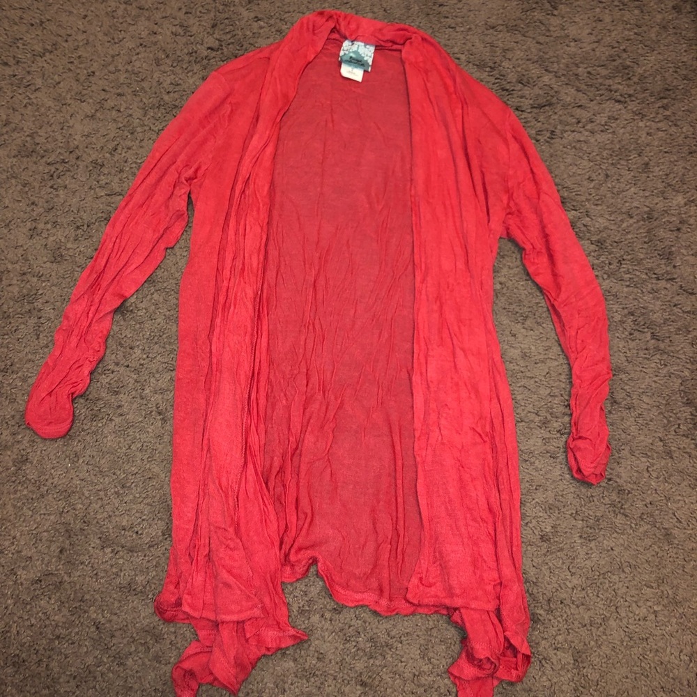 Pink quarter-sleeve cardigan